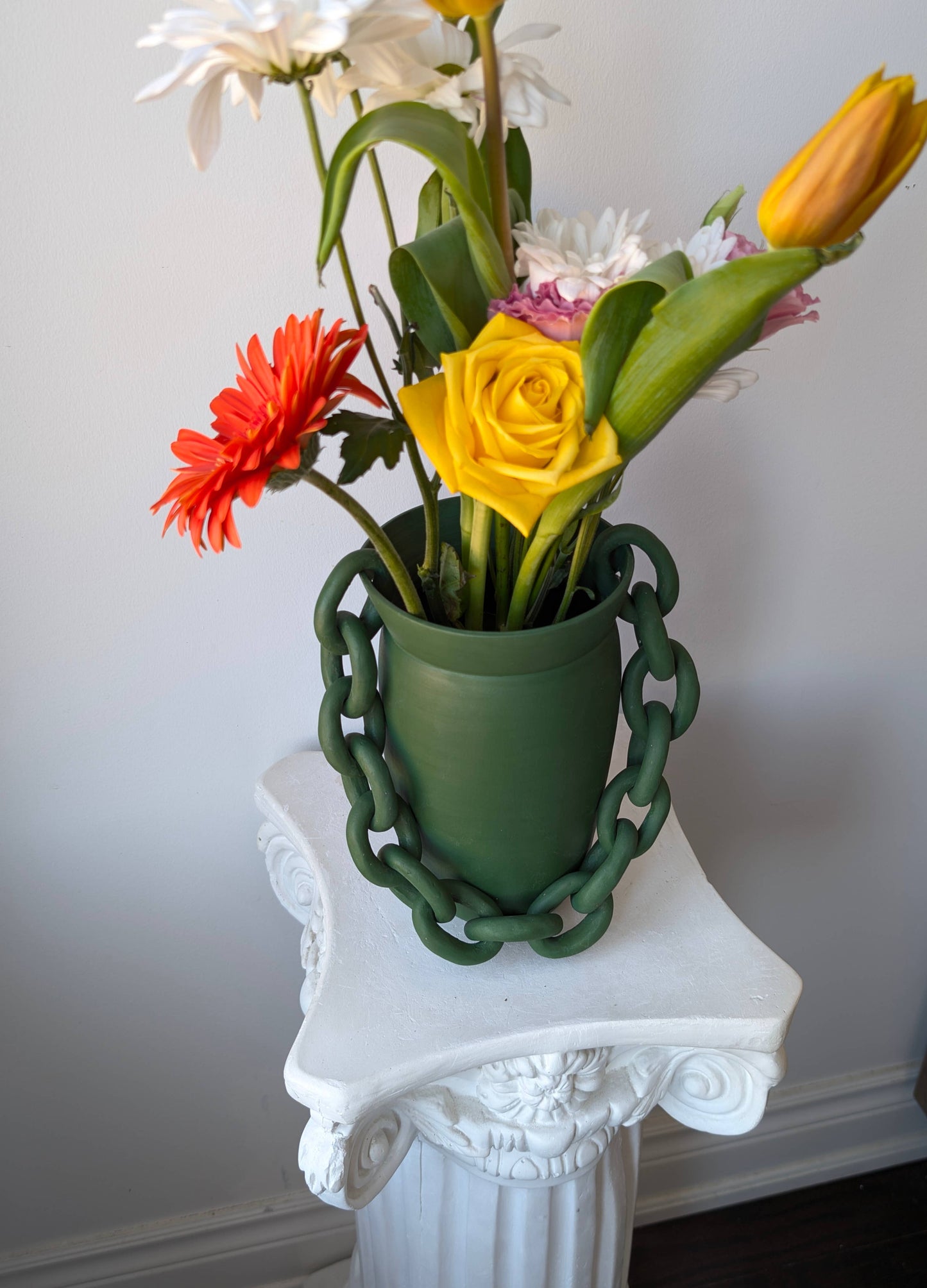 Green Chainlink Ceramic Vase I