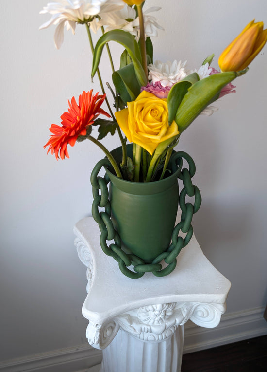 Green Chainlink Ceramic Vase I