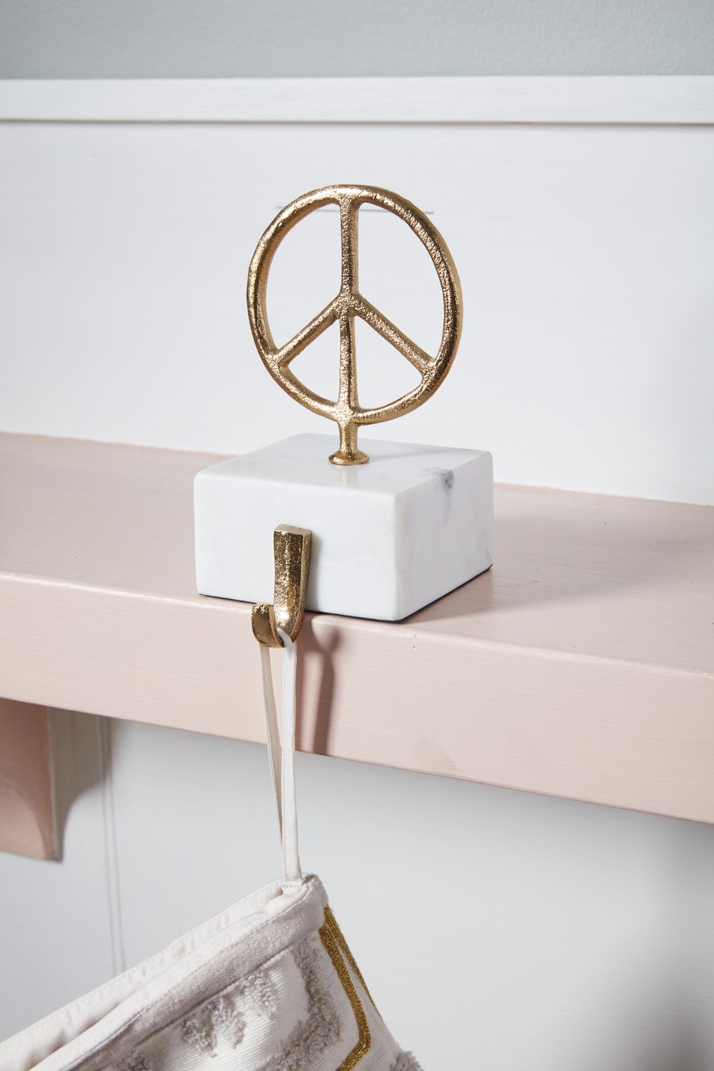 Peace Brass & Marble Stocking Holder
