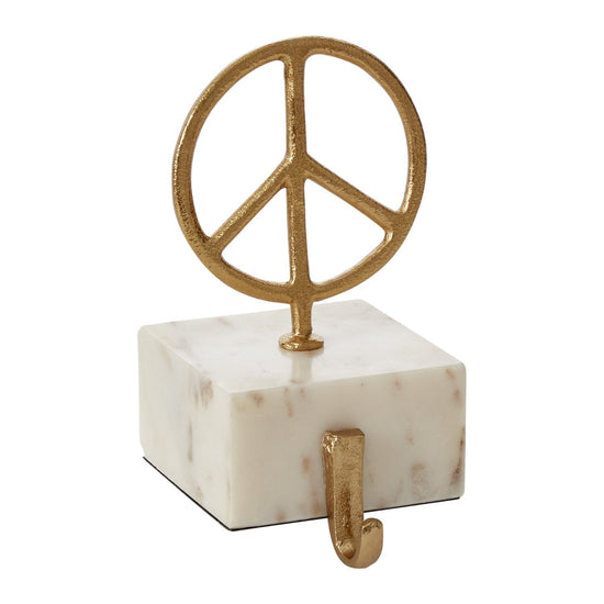 Peace Brass & Marble Stocking Holder