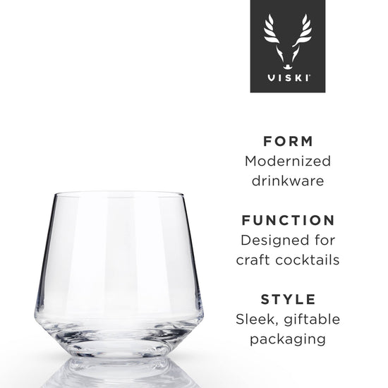 Raye™ Angled Crystal Lowball Cocktail Glasses - Set of 2
