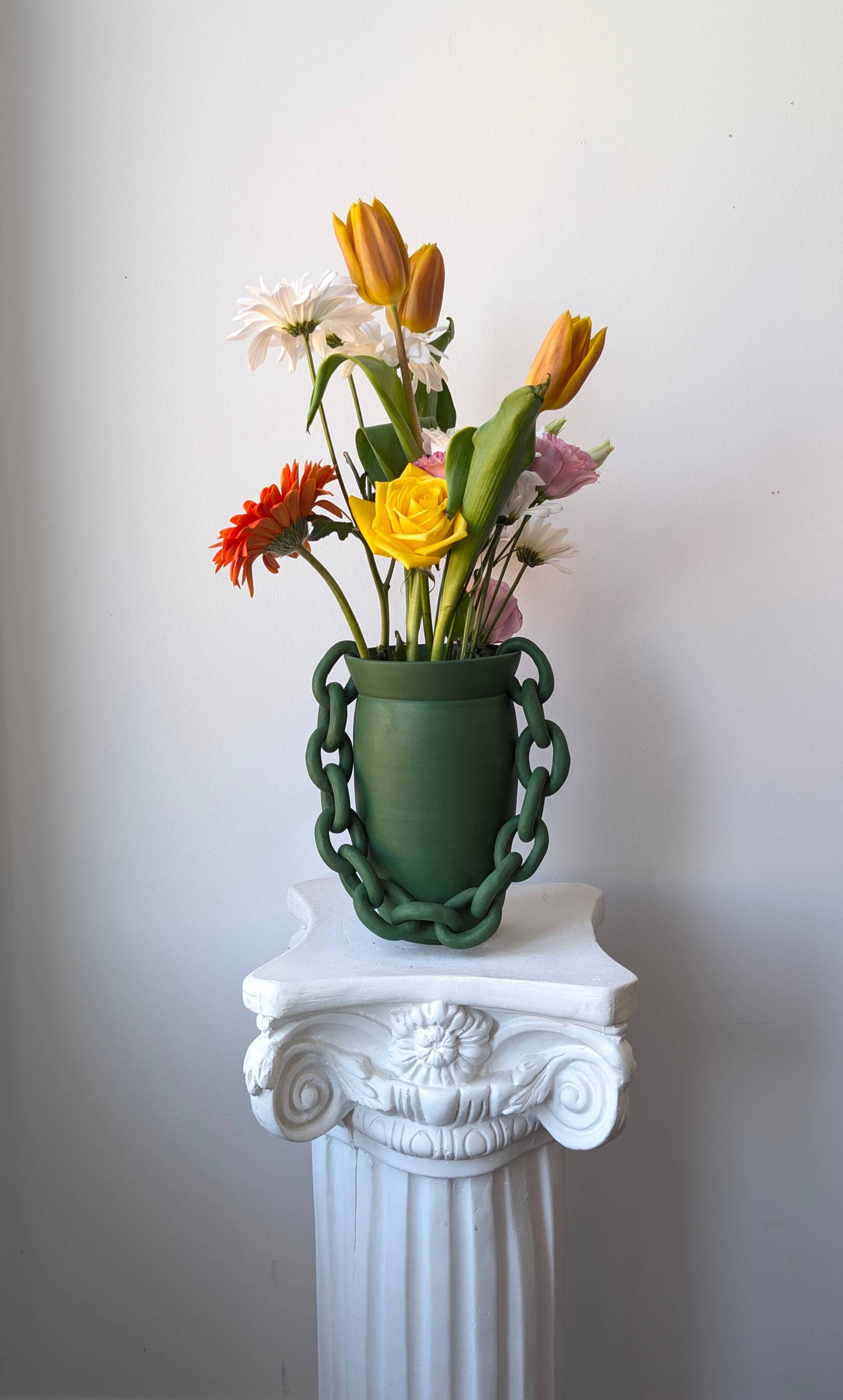 Green Chainlink Ceramic Vase I