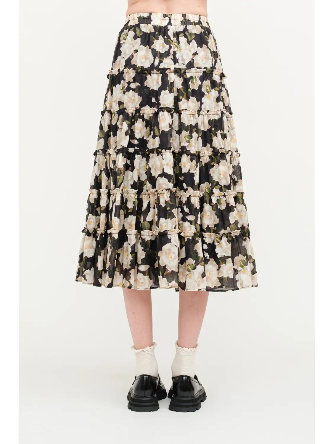 Maura Black Floral Skirt