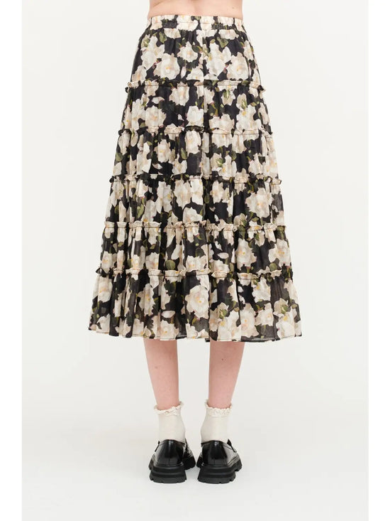 Maura Black Floral Skirt