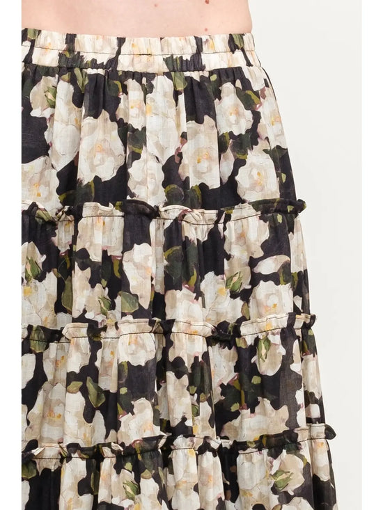 Maura Black Floral Skirt
