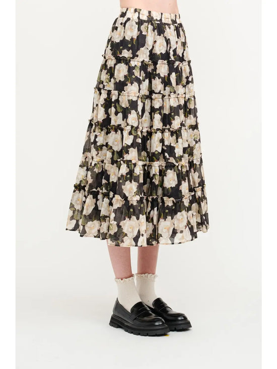Maura Black Floral Skirt
