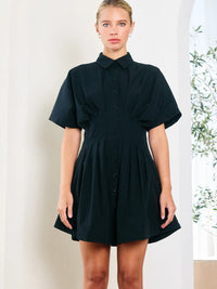 Wide Pintuck Shirt Dress