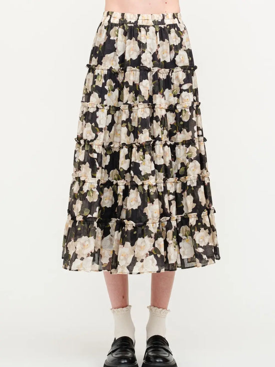 Maura Black Floral Skirt