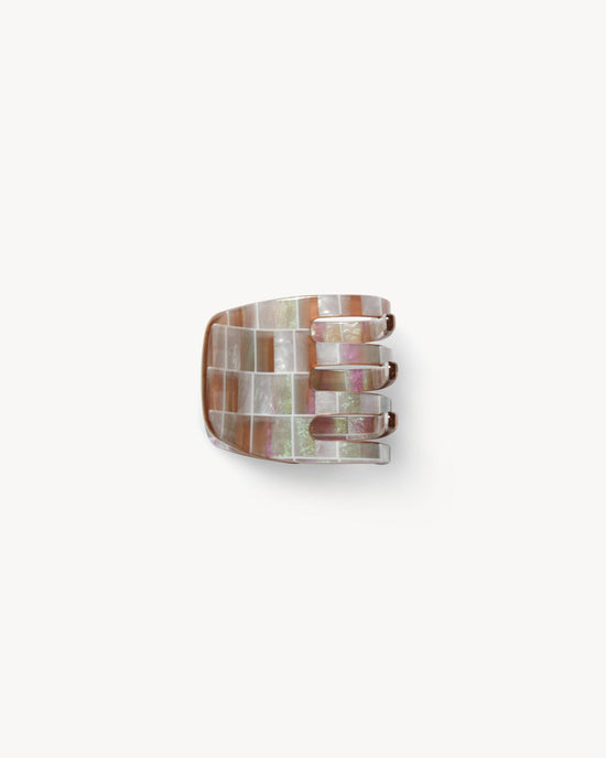 Mini Claw in Brown Shell Checker