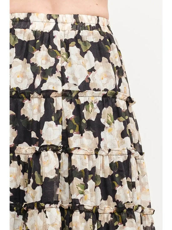 Maura Black Floral Skirt