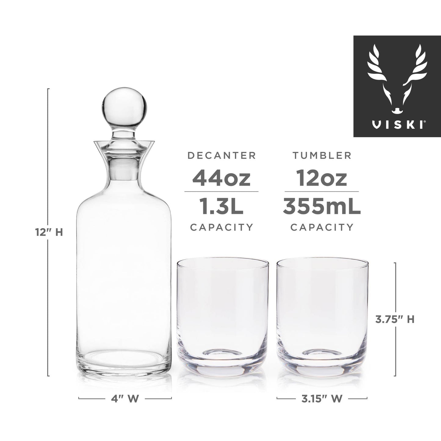 Raye™ Modern Crystal Decanter & Tumblers Set - Set of 3