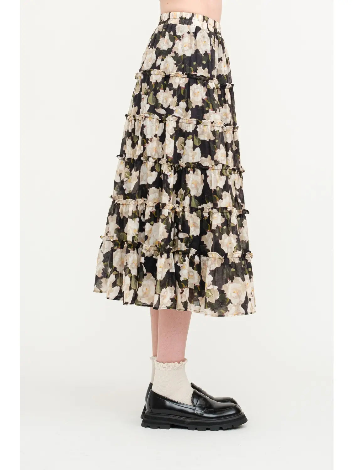 Maura Black Floral Skirt