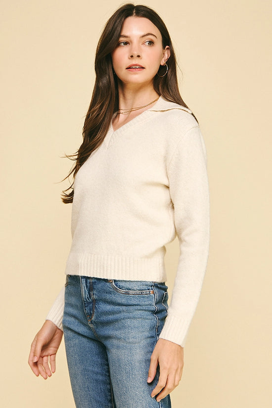 V-Neck Collared Sweater