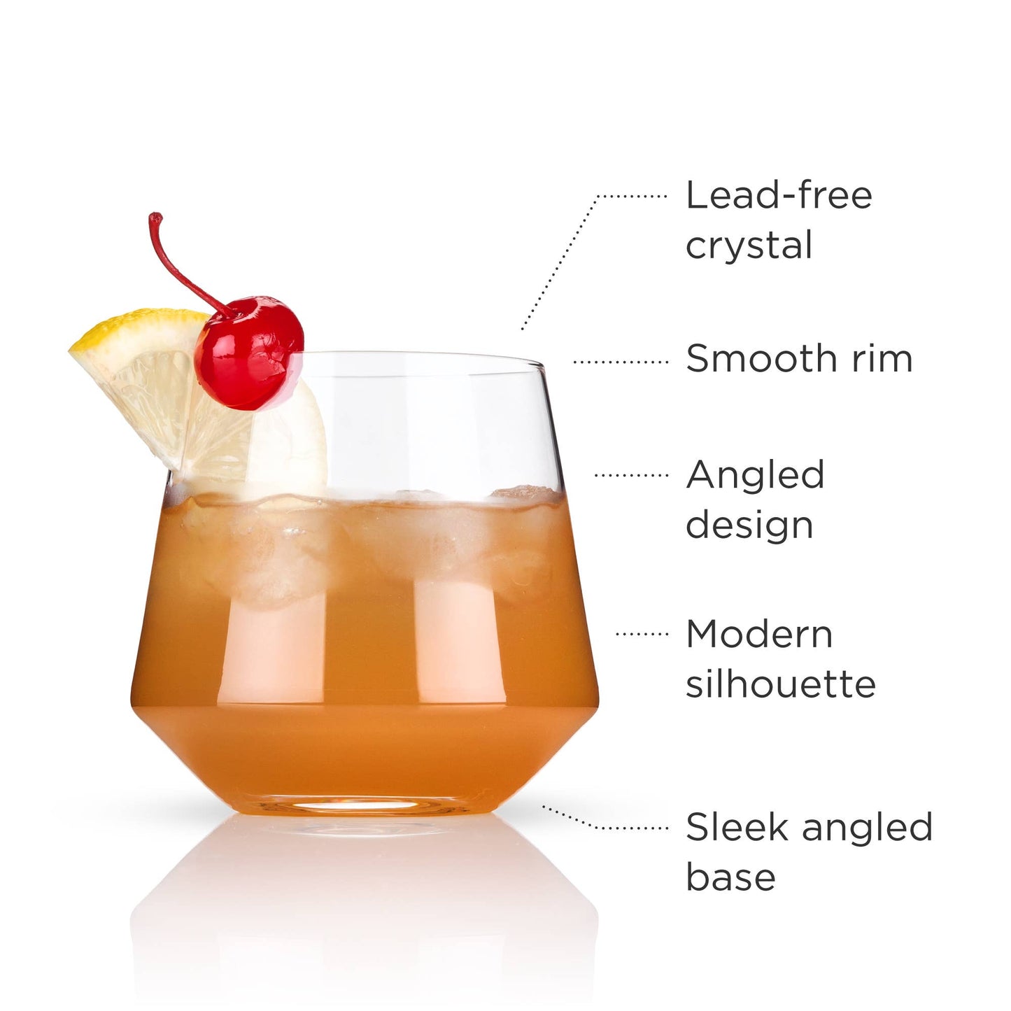 Raye™ Angled Crystal Lowball Cocktail Glasses - Set of 2