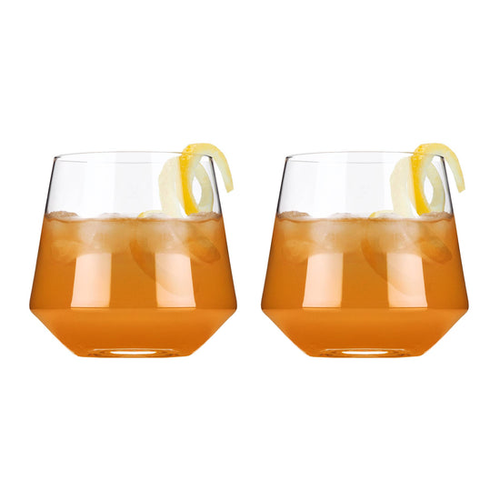 Raye™ Angled Crystal Lowball Cocktail Glasses - Set of 2