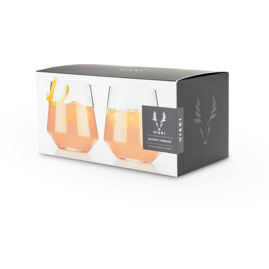 Raye™ Angled Crystal Lowball Cocktail Glasses - Set of 2