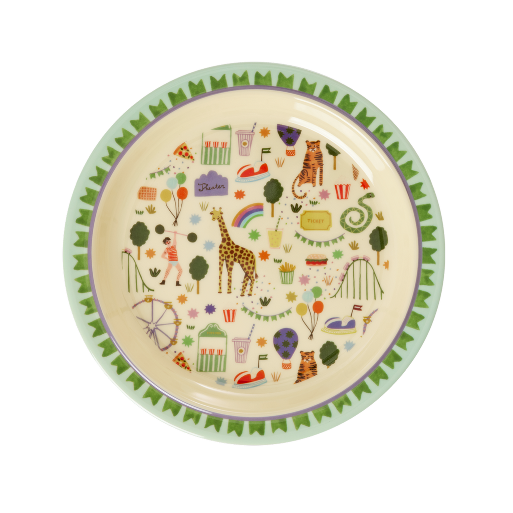 Fun Fair Mint Melamine Kids Plate