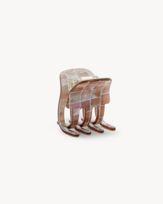 Mini Claw in Brown Shell Checker