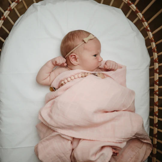 Organic Cotton Muslin Swaddle Blanket Rose Vanilla