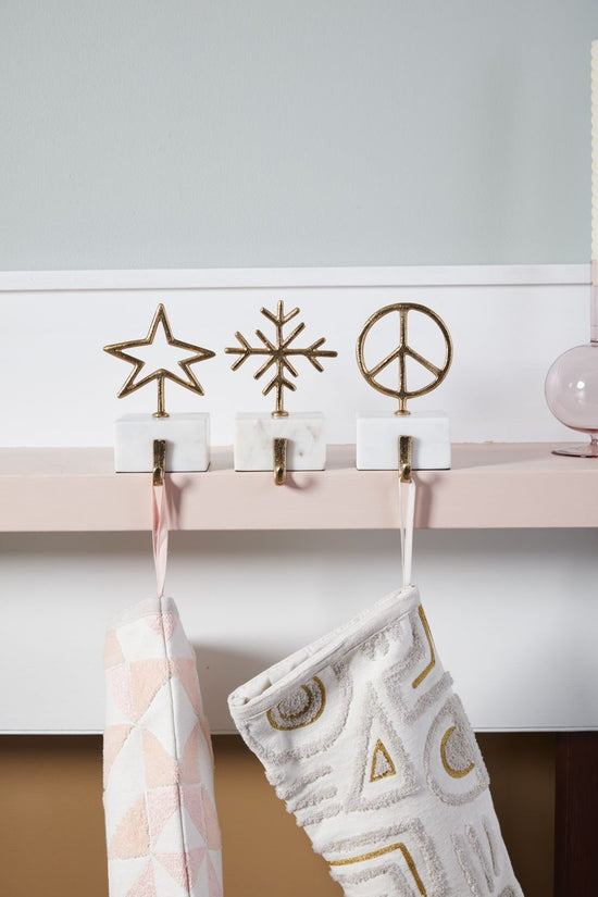 Peace Brass & Marble Stocking Holder